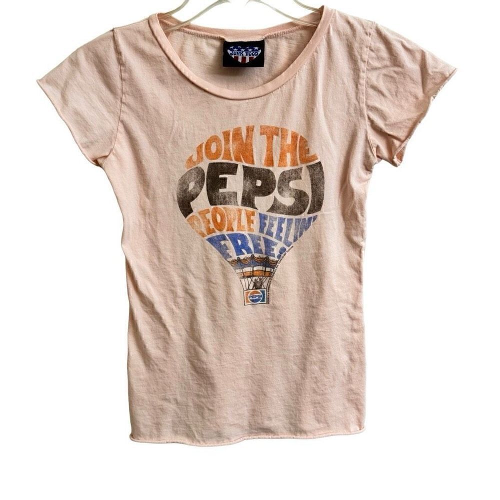 Junk Food Join The Pepsi People Feeling Free Hot Air Balloon Tee Pink Small
